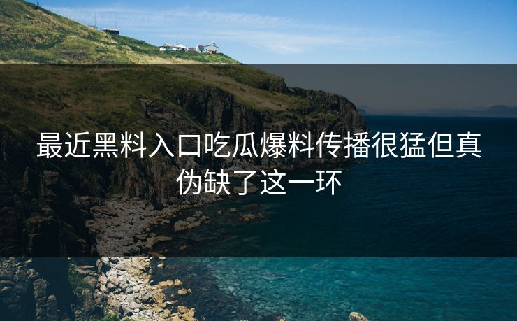 最近黑料入口吃瓜爆料传播很猛但真伪缺了这一环
