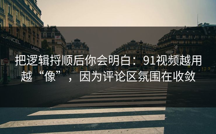 把逻辑捋顺后你会明白：91视频越用越“像”，因为评论区氛围在收敛